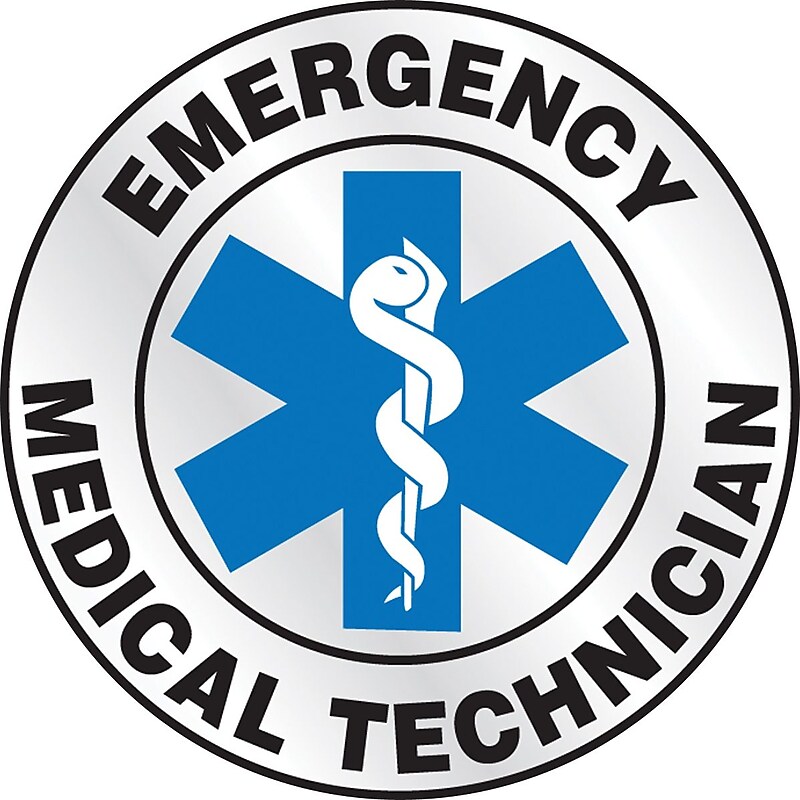 Accuform ER Reflective Helmet Sticker, EMERGENCY MEDICAL TECHNICIAN, 2¼", Adhesive Vinyl (LHTL608) image 1