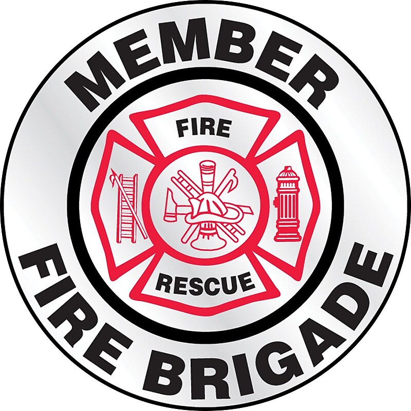 Accuform ER Reflective Helmet Sticker, MEMBER FIRE BRIGADE, 2¼", Adhesive Vinyl (LHTL605) image 1