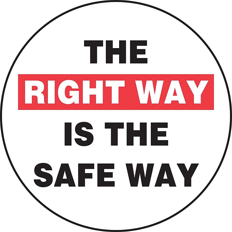 Accuform Hard Hat/Helmet Decal, THE RIGHT WAY IS THE SAFE WAY, 2 1/4", Adhesive Vinyl, 10/Pack (LHTL189) image 1