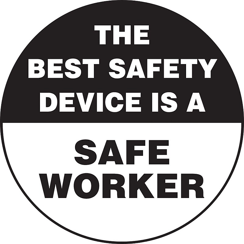 Accuform Hard Hat/Helmet Decal, THE BEST SAFETY DEVICE IS A SAFE WORKER, 2 1/4", Vinyl, 10/Pack (LHTL187) image 1