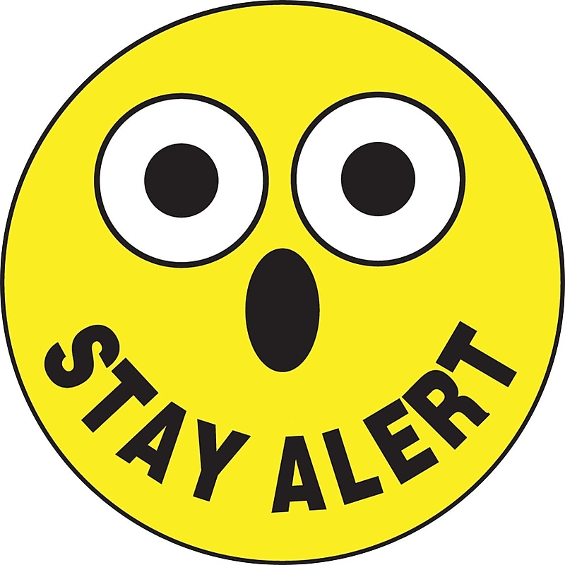 Accuform Hard Hat/Helmet Decal, STAY ALERT, 2 1/4", Adhesive Vinyl, 10/Pack (LHTL183) image 1