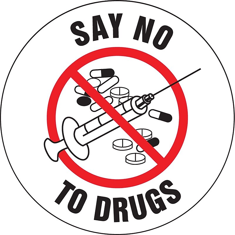 Accuform Hard Hat/Helmet Decal, SAY NO TO DRUGS, 2 1/4", Adhesive Vinyl, 10/Pack (LHTL216) image 1
