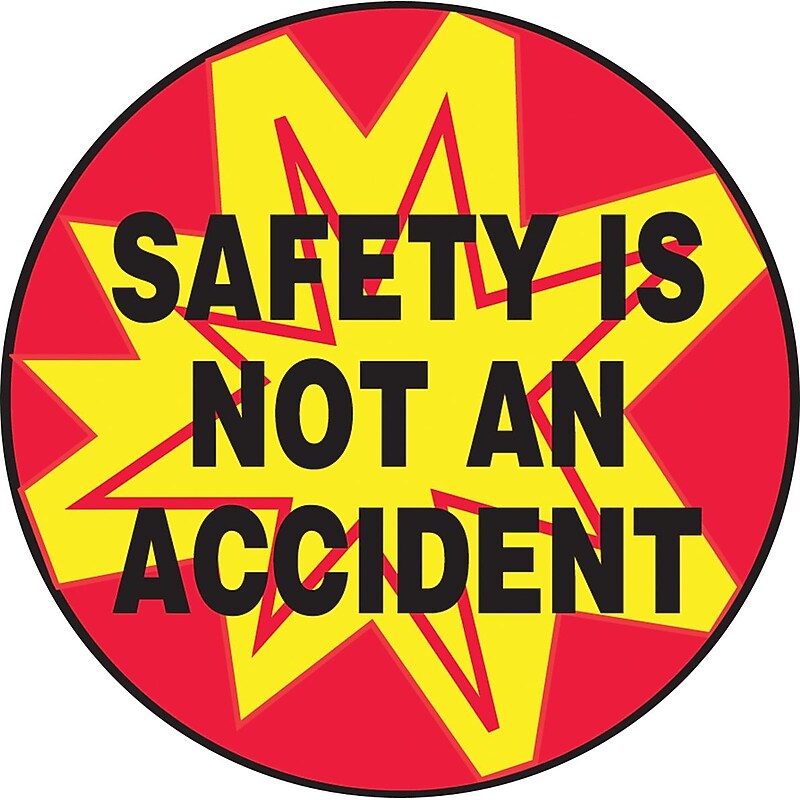 Accuform Hard Hat/Helmet Decal, SAFETY IS NOT AN ACCIDENT, 2¼", Adhesive Vinyl, 10/Pack (LHTL175) image 1