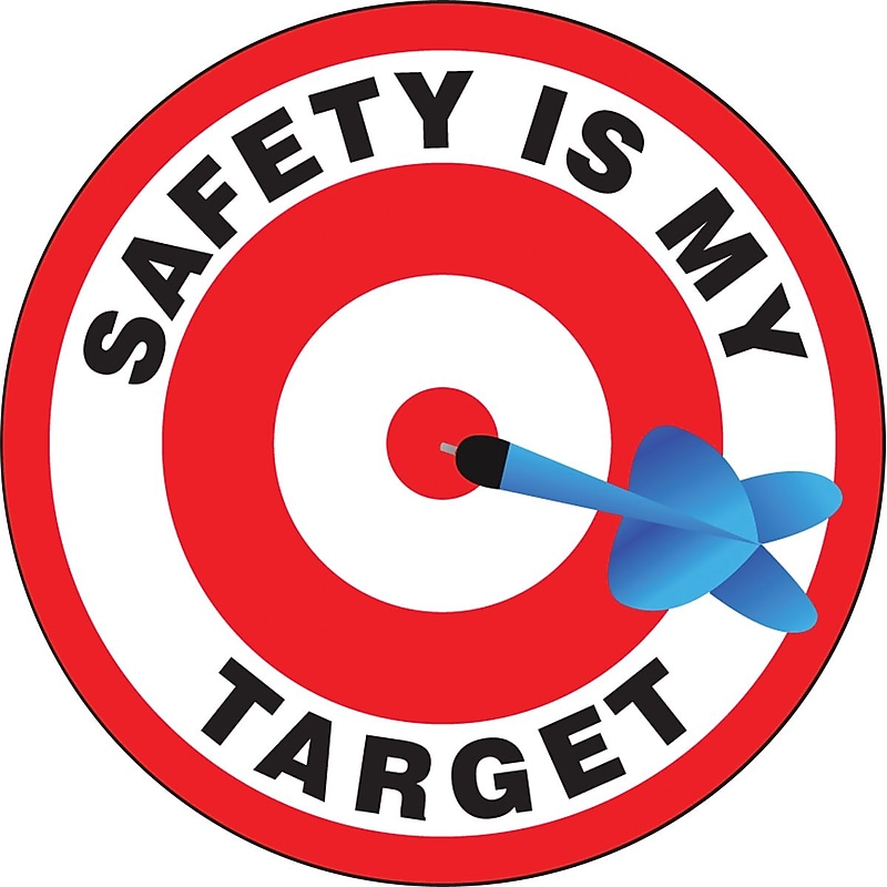 Accuform Hard Hat/Helmet Decal, SAFETY IS MY TARGET, 2 1/4", Adhesive Vinyl, 10/Pack (LHTL206) image 1