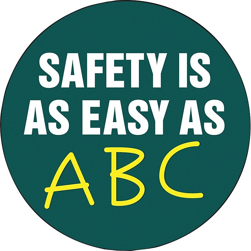 Accuform Hard Hat/Helmet Decal, SAFETY IS AS EASY AS ABC, 2¼", Adhesive Vinyl, 10/Pack (LHTL178) image 1