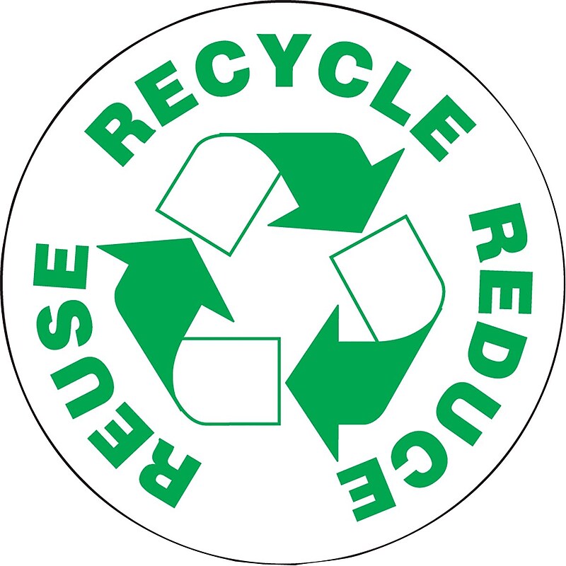 Accuform Hard Hat/Helmet Decal, REUSE RECYCLE REDUCE, 2 1/4", Adhesive Vinyl, 10/Pack (LHTL166) image 1