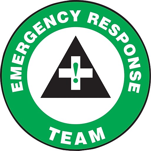 Accuform Hard Hat/Helmet Decal, EMERGENCY RESPONSE TEAM, 2 1/4