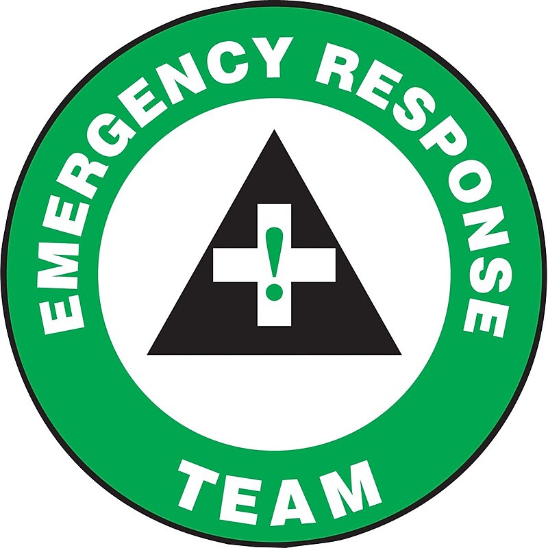 Accuform Hard Hat/Helmet Decal, EMERGENCY RESPONSE TEAM, 2 1/4", Adhesive Vinyl, 10/Pack (LHTL124) image 1
