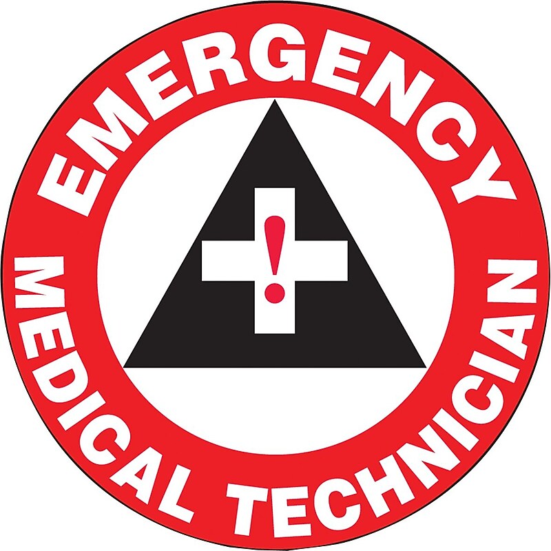 Accuform Hard Hat/Helmet Decal, EMERGENCY MEDICAL TECHNICIAN, 2 1/4", Adhesive Vinyl, 10/Pack (LHTL119) image 1