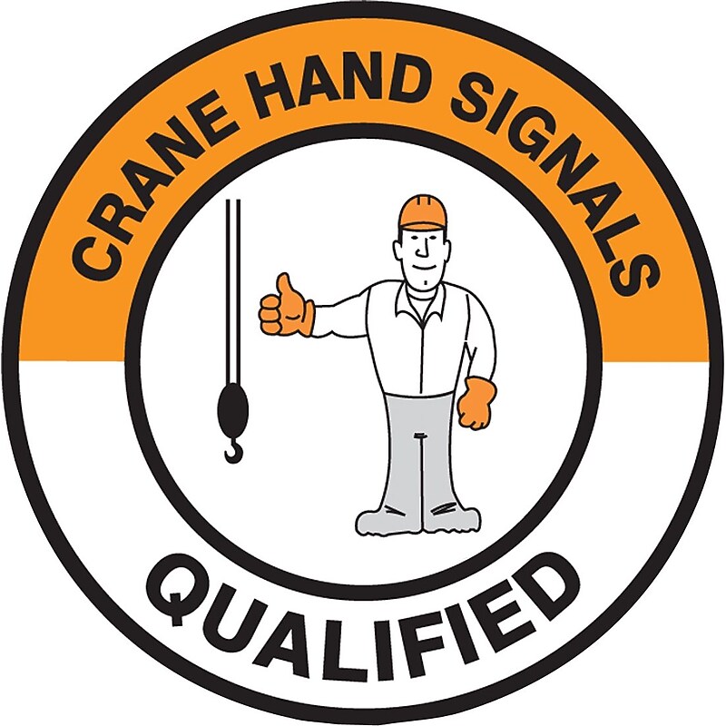 Accuform Hard Hat/Helmet Decal, CRANE HAND SIGNALS QUALIFIED, 2¼", Adhesive Vinyl, 10/Pack (LHTL343) image 1