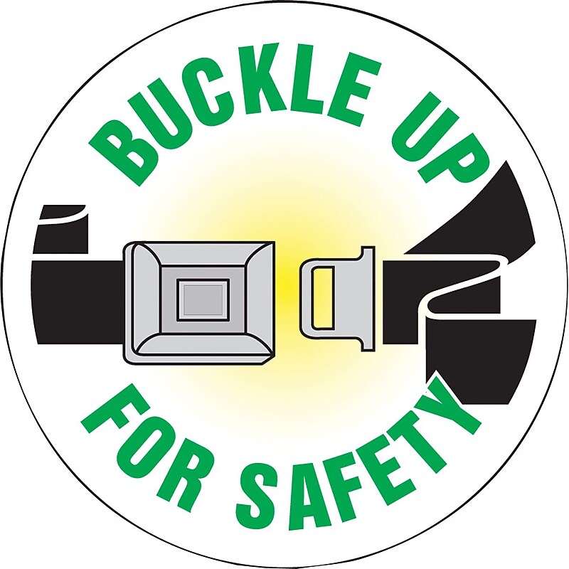 Accuform Hard Hat/Helmet Decal, BUCKLE UP FOR SAFETY, 2 1/4", Adhesive Vinyl, 10/Pack (LHTL112) image 1