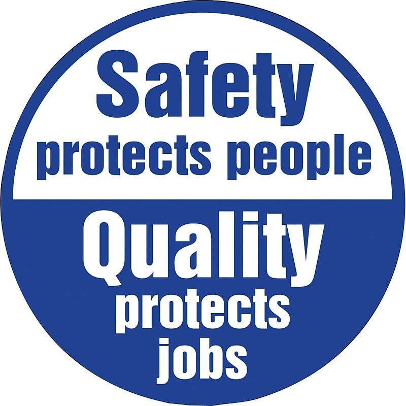 Accuform Hard Hat/Helmet Decal, SAFETY PROTECTS PEOPLE QUALITY PROTECTS JOB, 2 1/4" Vinyl, 10/Pack (LHTL304) image 1