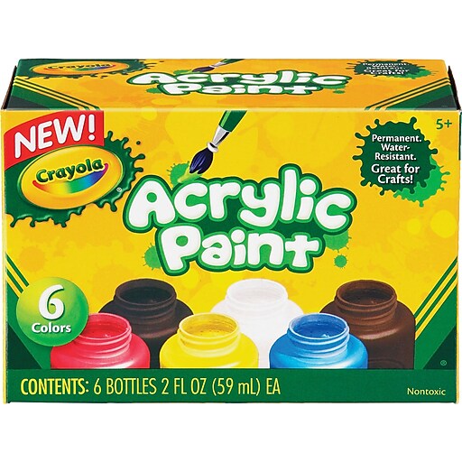 Crayola 6color Acrylic Paint Set; 2 oz., Deep Red, Yellow, Umber