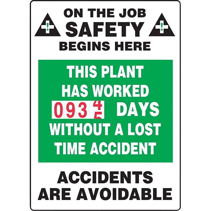 Accuform Turn-A-Day Scoreboard, THIS PLANT HAS WORKED # DAYS W/OUT ACCIDENT, 36"x24", Plastic (MSCBDD13) image 1
