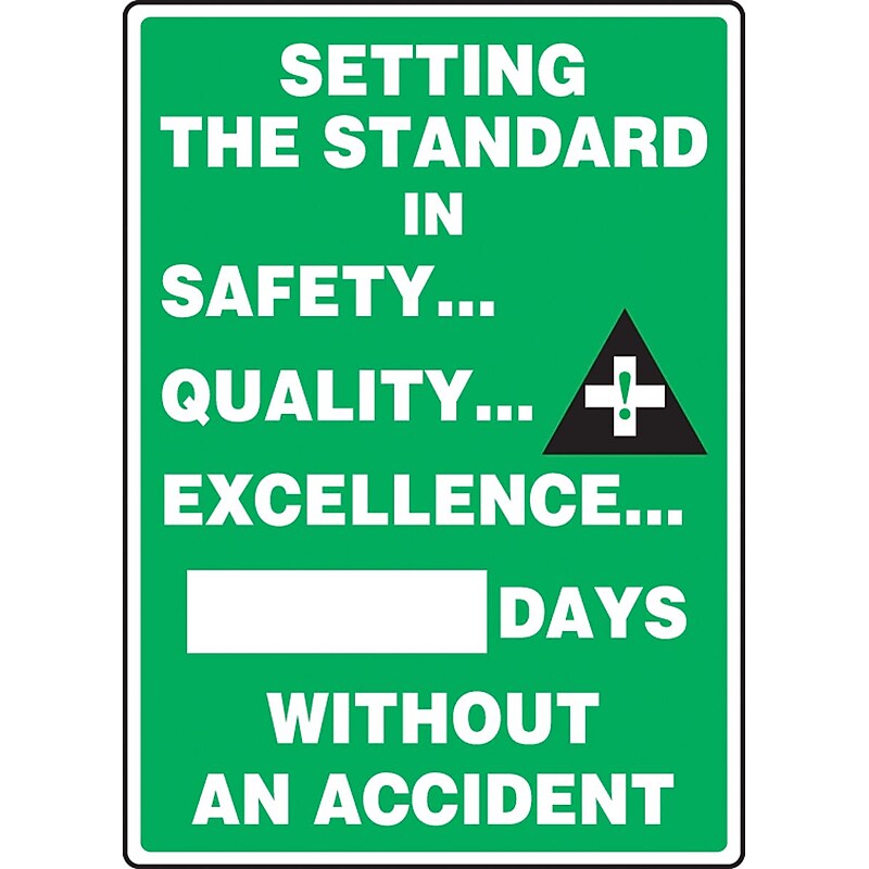 Accuform Write-A-Day THE STANDARD IN SAFETY...QUALITY...EXCELLENCE...# DAYS; 28"x20" Aluminum (MSR234AL) image 1
