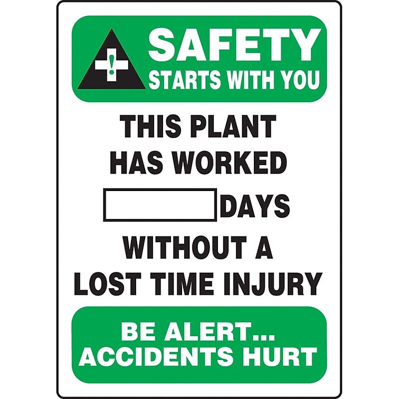 Accuform Write-A-Day; SAFETY STARTS W/YOU PLANT WORKED # DAYS W/OUT INJURY, 28"x20", Plastic (MSR232PL) image 1