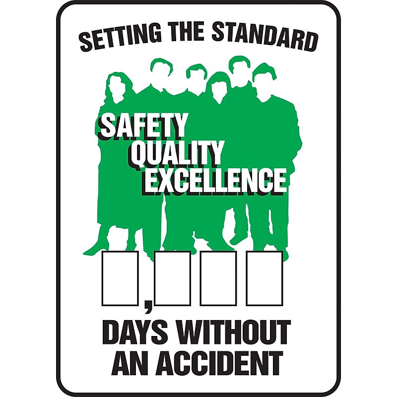 Accuform Write-A-Day; STAND. SAFETY QUALITY EXCELLENCE # Days W/OUT ACCIDENT, 28"x20" Plastic (MSR262PL) image 1