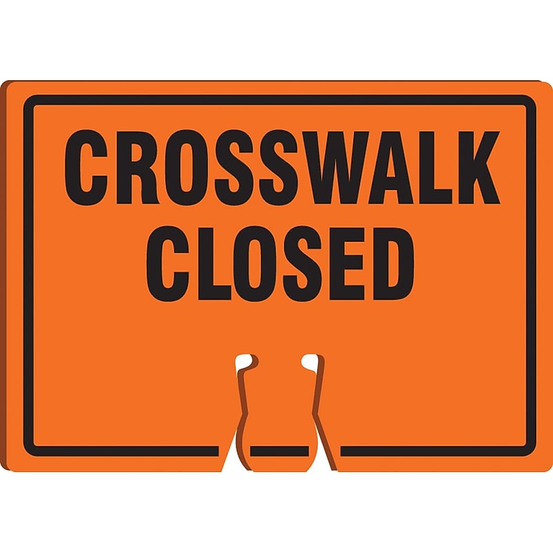 Accuform Traffic Cone Top Warning Sign, CROSSWALK CLOSED, 10" x 14", Plastic (FBC773) image 1