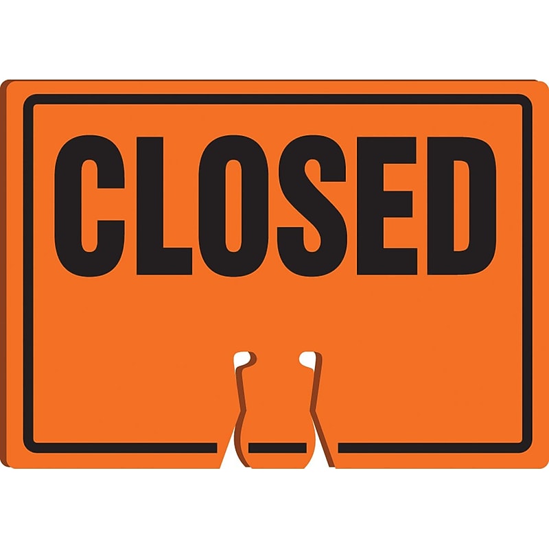 Accuform Traffic Cone Top Warning Sign, CLOSED, 10" x 14", Plastic (FBC774) image 1