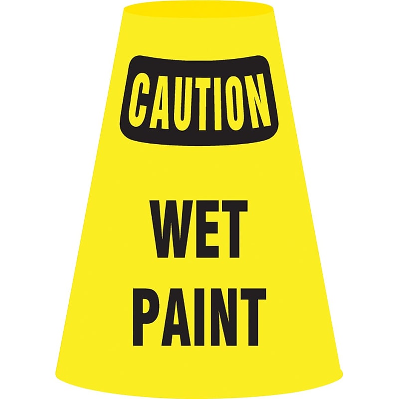 Accuform Traffic Cone Cuff Sleeve, CAUTION WET PAINT, Reinforced Vinyl, 6/Pack (FBC921P) image 1