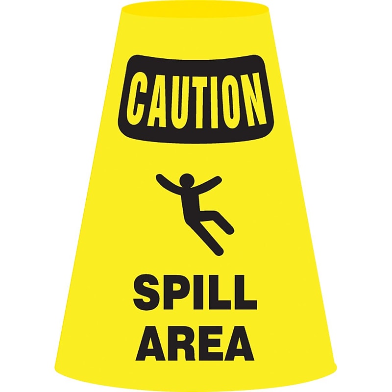 Accuform Traffic Cone Cuff Sleeve, CAUTION SPILL AREA, Reinforced Vinyl, 6/Pack (FBC924P) image 1