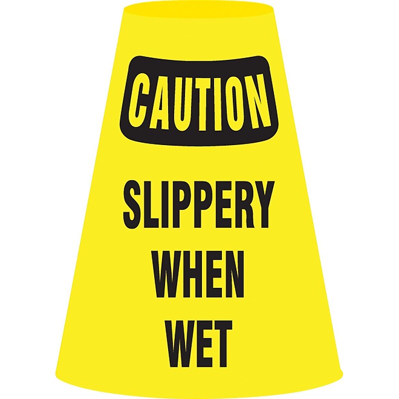 Accuform Traffic Cone Cuff Sleeve, CAUTION SLIPPERY WHEN WET, Reinforced Vinyl, 6/Pack (FBC920P) image 1