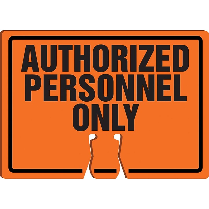 Accuform Traffic Cone Top Warning Sign, AUTHORIZED PERSONNEL ONLY, 10" x 14", Plastic (FBC764) image 1