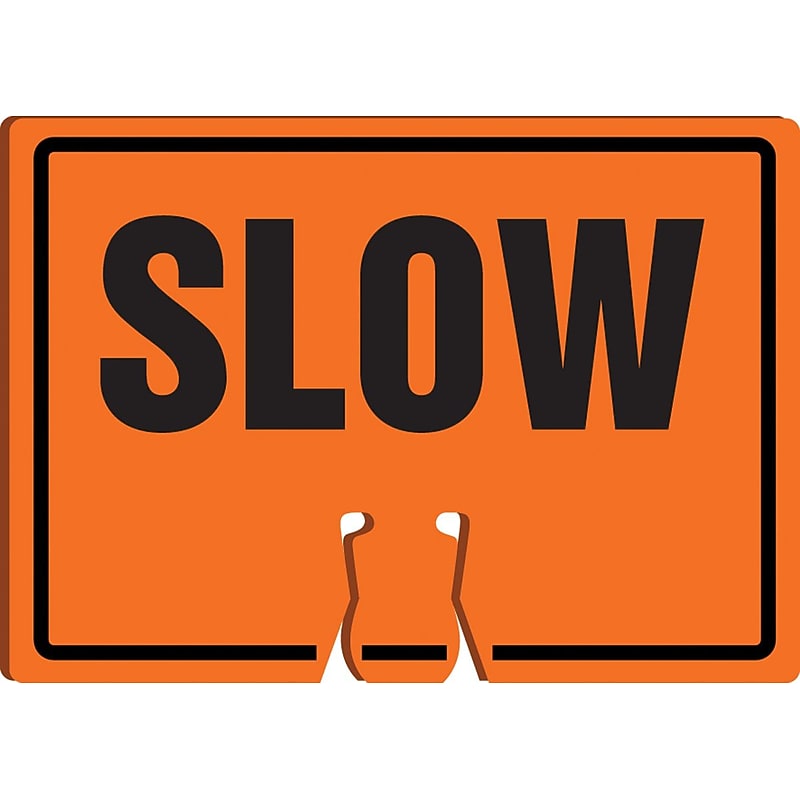 Accuform Traffic Cone Top Warning Sign, SLOW, 10" x 14", Plastic (FBC758) image 1