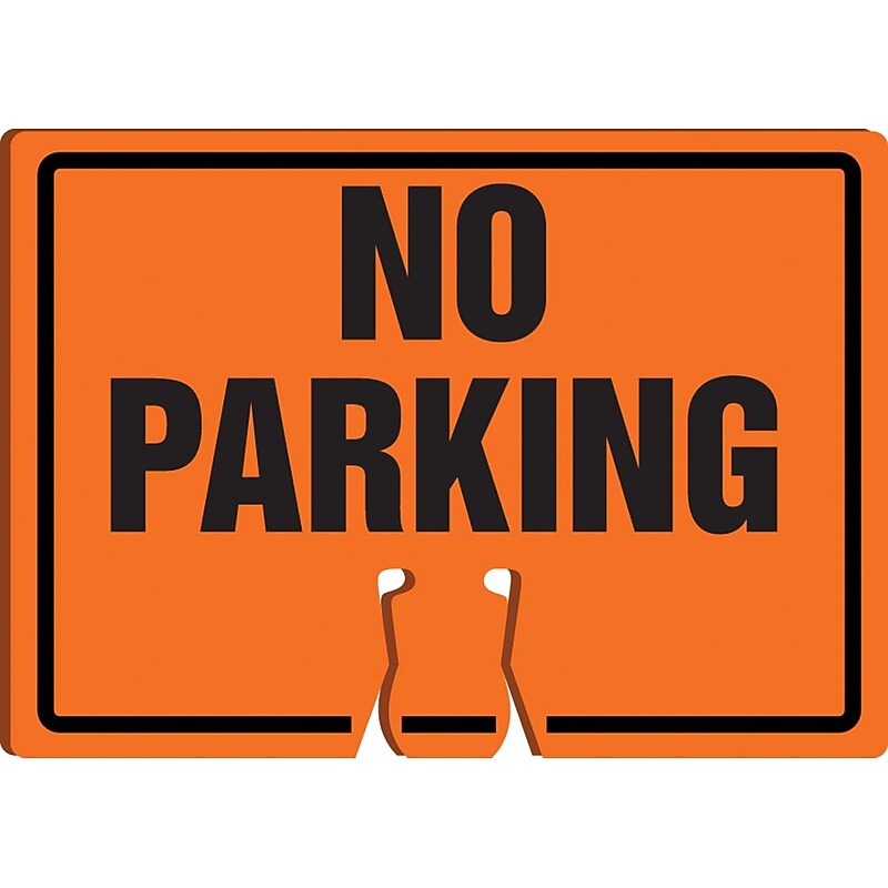 Accuform Traffic Cone Top Warning Sign, NO PARKING, 10" x 14", Plastic (FBC756) image 1