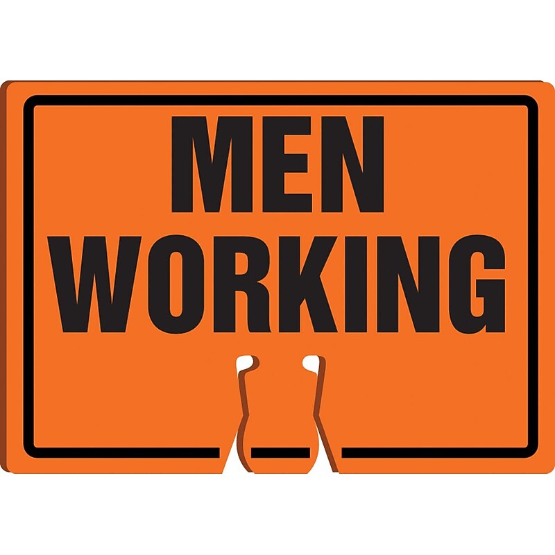 Accuform Traffic Cone Top Warning Sign, MEN WORKING, 10" x 14", Plastic (FBC754) image 1