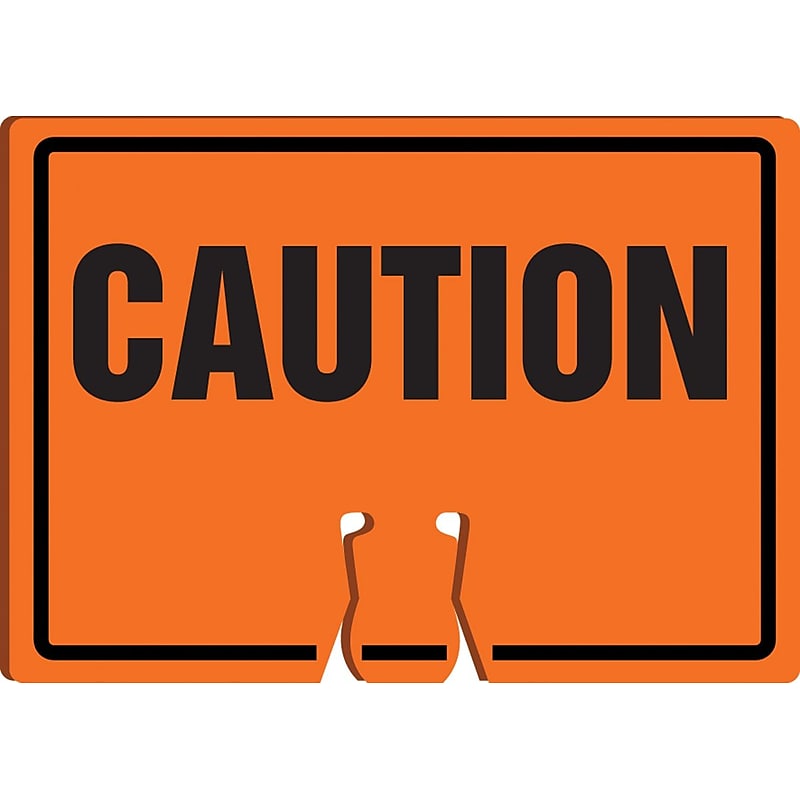 Accuform Traffic Cone Top Warning Sign, CAUTION, 10" x 14", Plastic (FBC752) image 1