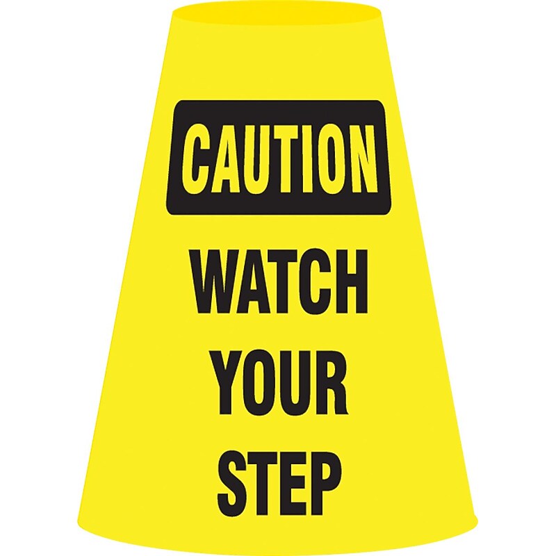 Accuform Traffic Cone Cuff Sleeve, CAUTION WATCH YOUR STEP, Reinforced Vinyl (FBC919E) image 1
