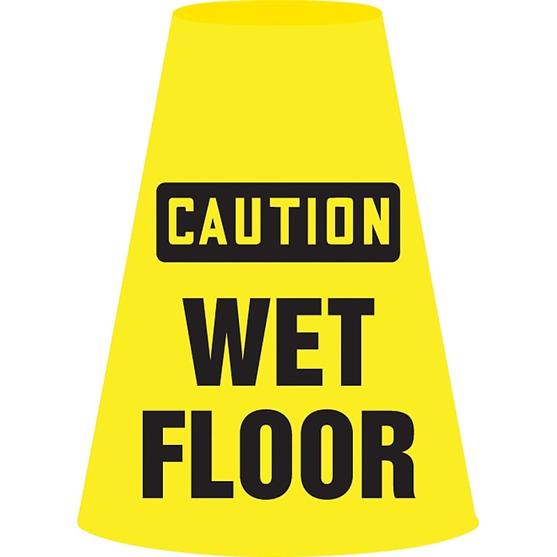 Accuform Traffic Cone Cuff Sleeve, CAUTION WET FLOOR, Reinforced Vinyl (FBC923E) image 1