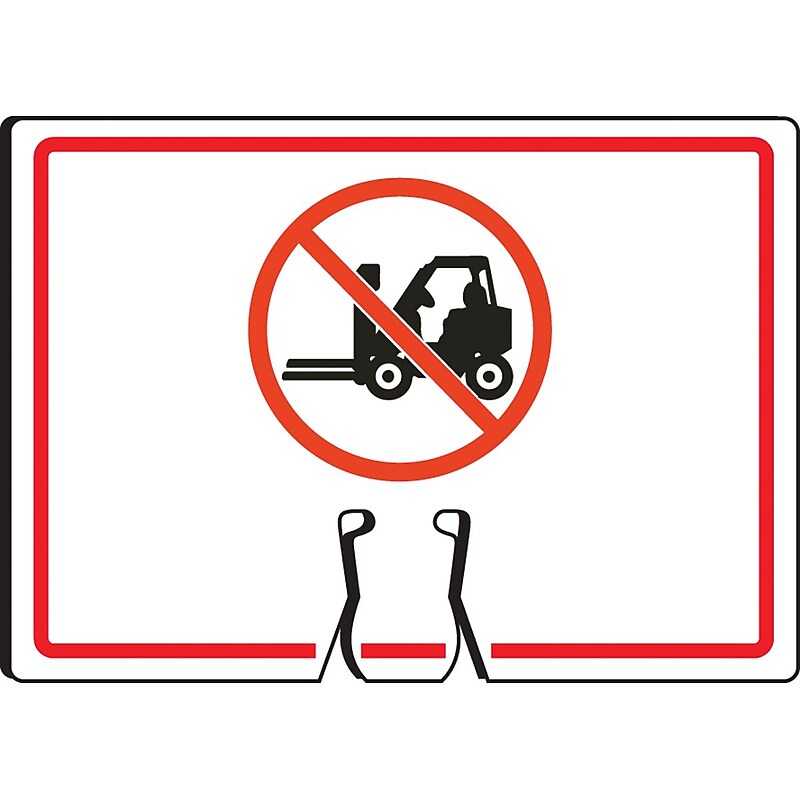 Accuform Traffic Cone Top Warning Sign, (NO FORKLIFTS SYMBOL), 10" x 14", Plastic (FBC726) image 1