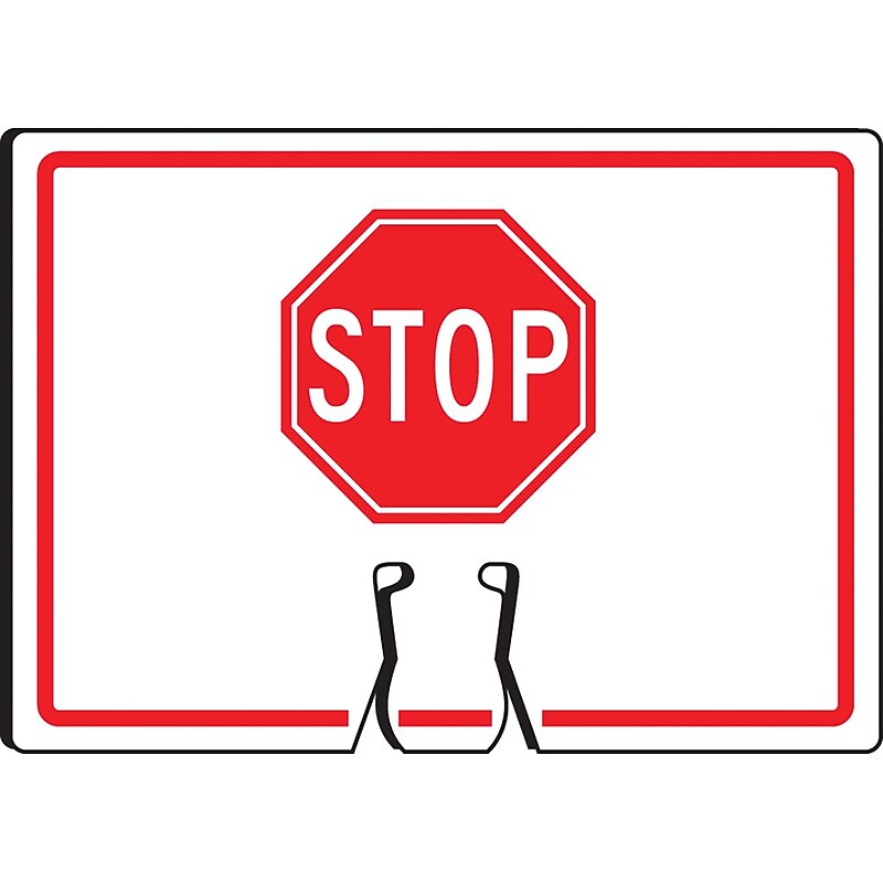 Accuform Traffic Cone Top Warning Sign, (STOP SIGN SYMBOL), 10" x 14", Plastic (FBC738) image 1