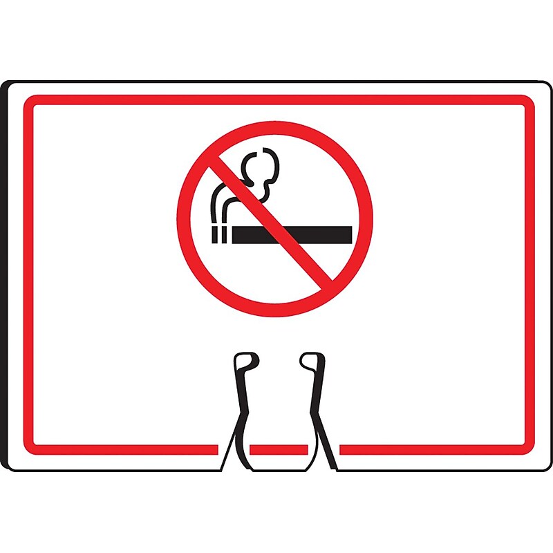 Accuform "NO SMOKING SYMBOL" Traffic Cone Top Sign, 10" x 14", White/Red (FBC741) image 1