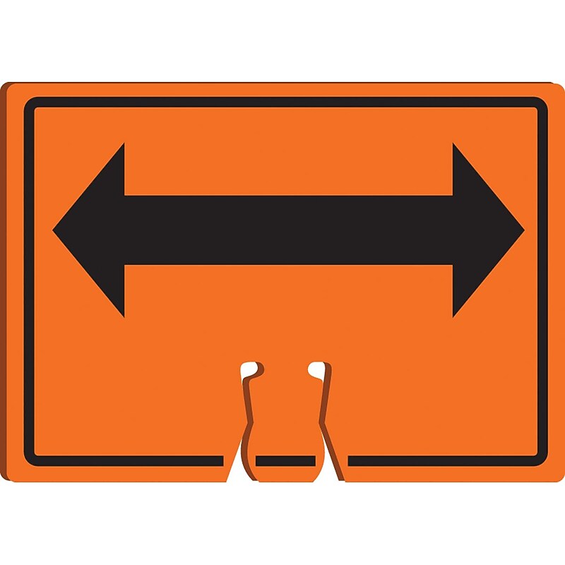 Accuform Traffic Cone Top Warning Sign, (DOUBLE ARROW), 10" x 14", Plastic (FBC751) image 1