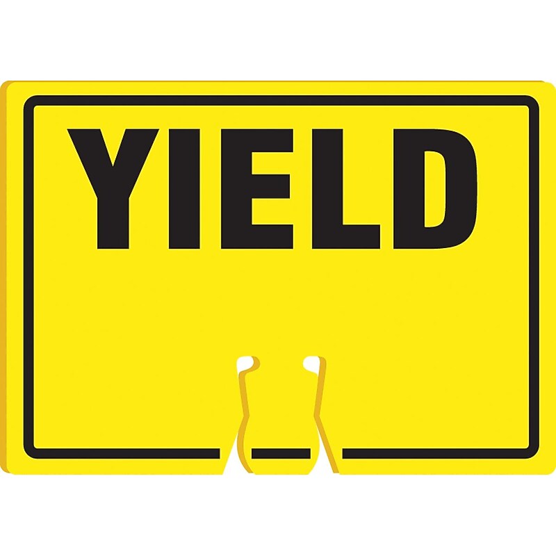 Accuform Traffic Cone Top Warning Sign, YIELD, 10" x 14", Plastic (FBC767) image 1