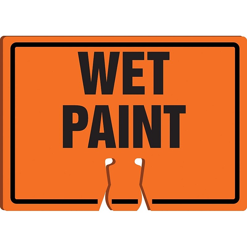 Accuform Traffic Cone Top Warning Sign, WET PAINT, 10" x 14", Plastic (FBC762) image 1