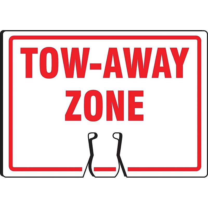 Accuform Traffic Cone Top Warning Sign, TOW-AWAY ZONE, 10" x 14", Plastic (FBC739) image 1
