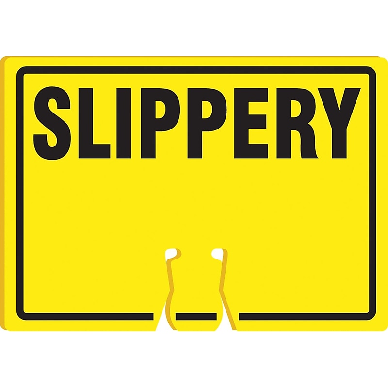 Accuform Traffic Cone Top Warning Sign, SLIPPERY, 10" x 14", Plastic (FBC729) image 1