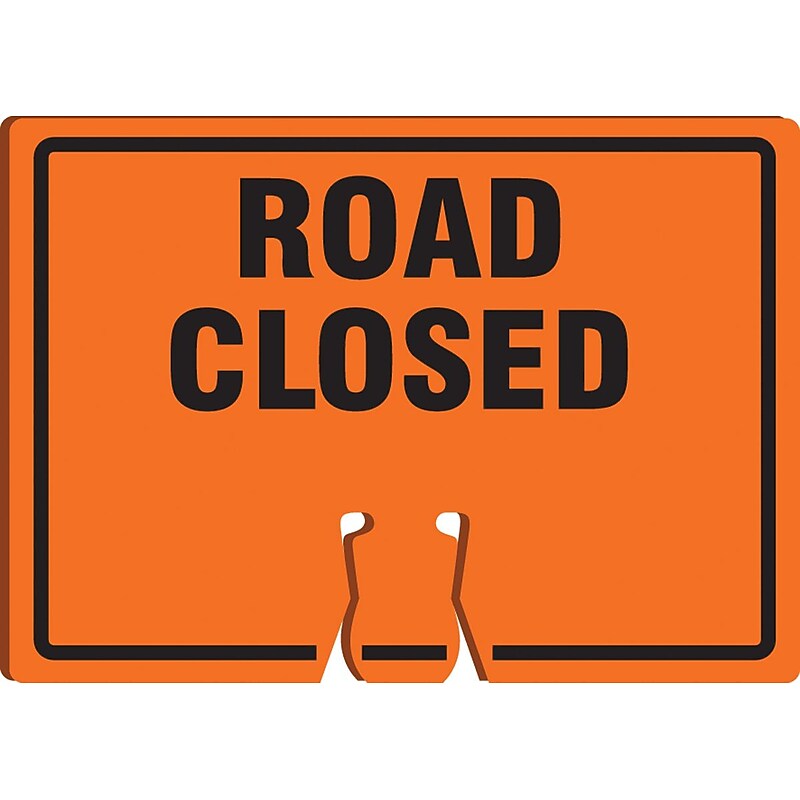 Accuform Traffic Cone Top Warning Sign, ROAD CLOSED, 10" x 14", Plastic (FBC736) image 1