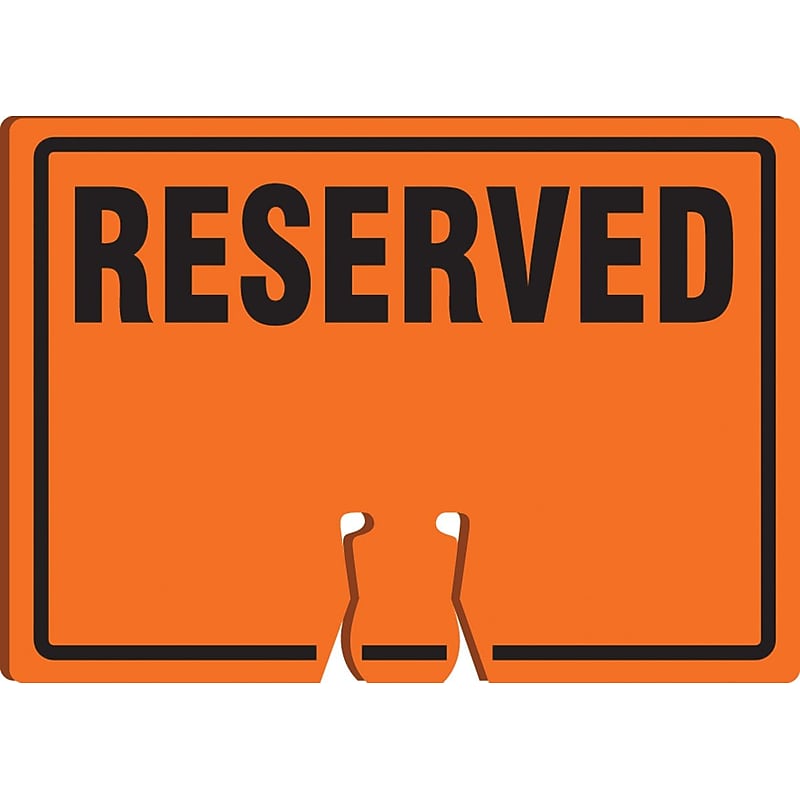 Accuform Traffic Cone Top Warning Sign, RESERVED, 10" x 14", Plastic (FBC734) image 1