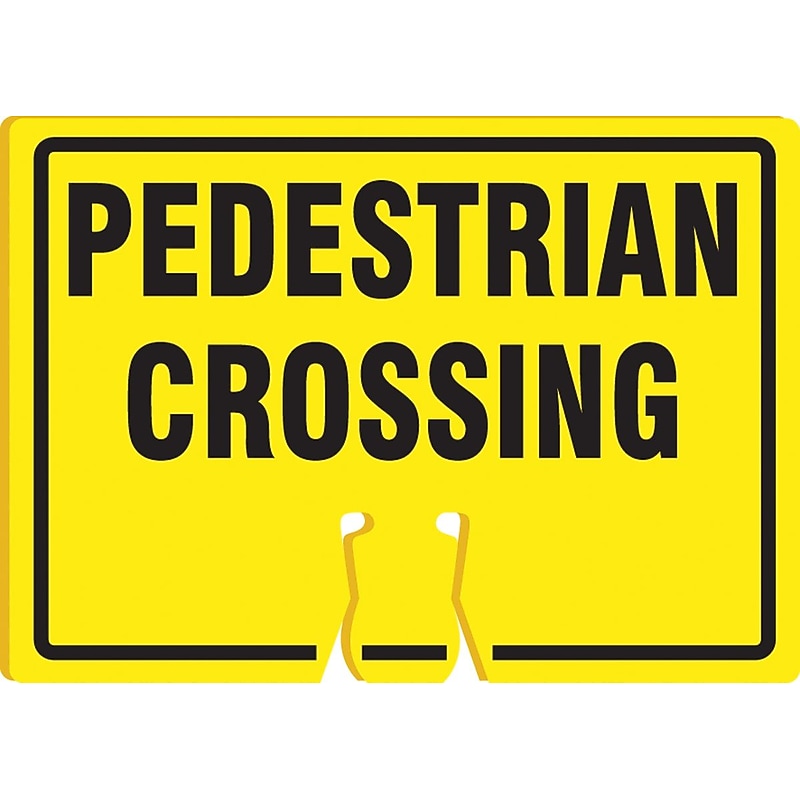 Accuform Traffic Cone Top Warning Sign, PEDESTRIAN CROSSING, 10" x 14", Plastic (FBC728) image 1
