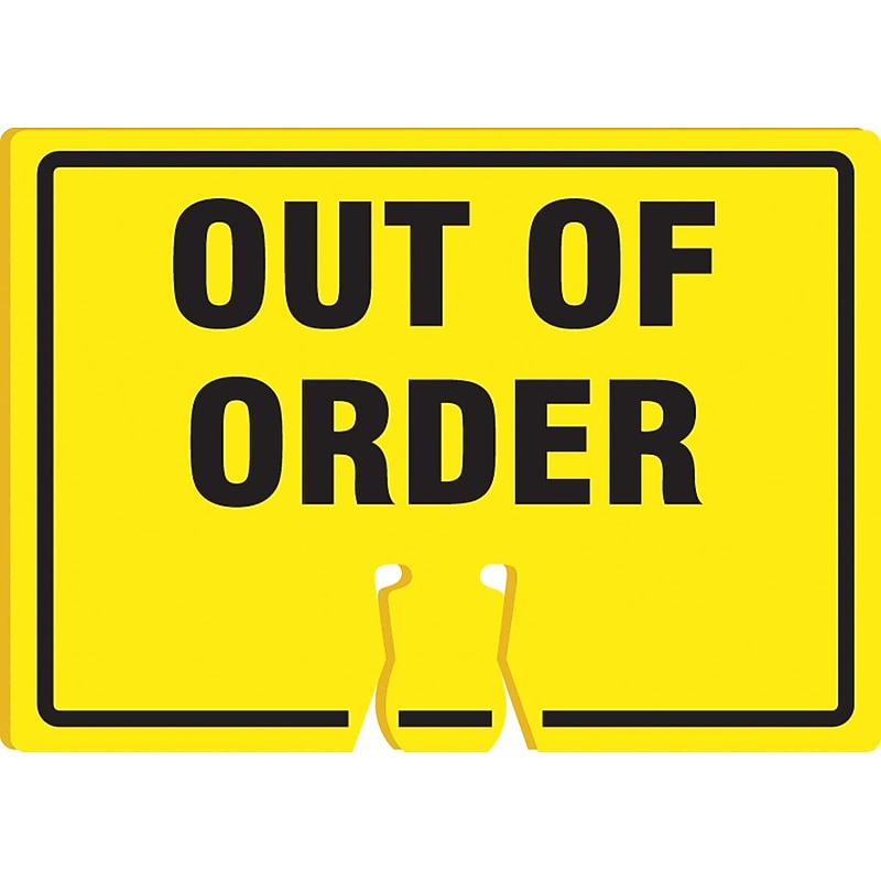 Accuform Traffic Cone Top Warning Sign, OUT OF ORDER, 10" x 14", Plastic (FBC722) image 1