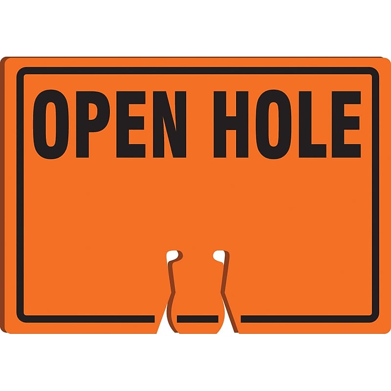 Accuform Traffic Cone Top Warning Sign, OPEN HOLE, 10" x 14", Plastic (FBC733) image 1