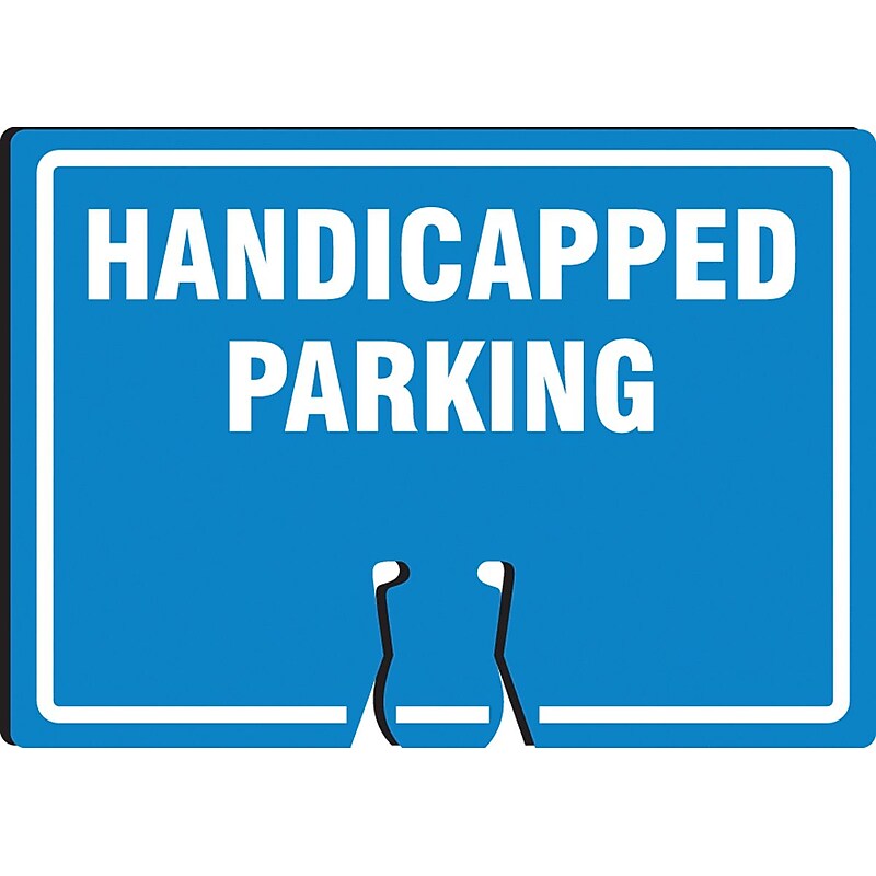 Accuform Traffic Cone Top Warning Sign, HANDICAPPED PARKING, 10" x 14", Plastic (FBC777) image 1