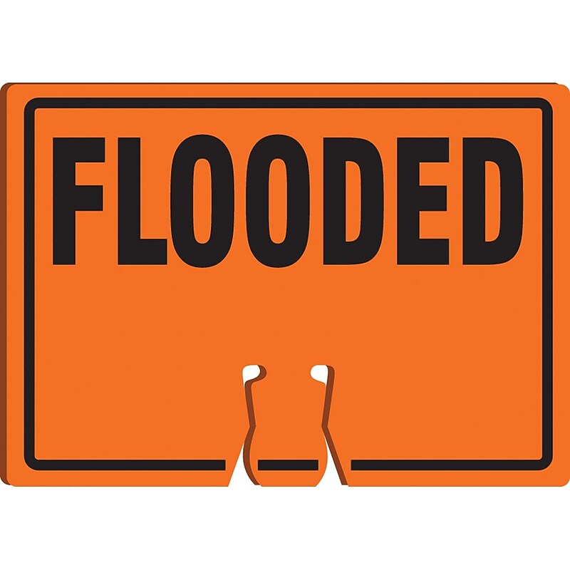 Accuform Traffic Cone Top Warning Sign, FLOODED, 10" x 14", Plastic (FBC753) image 1