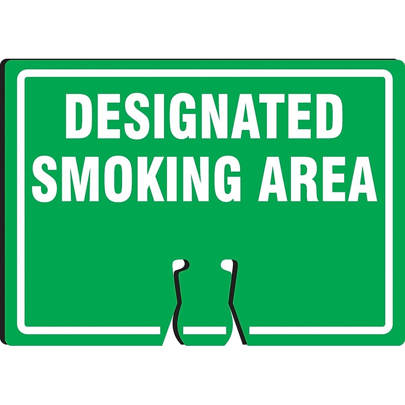 Accuform "DESIGNATED SMOKING AREA" Traffic Cone Top Warning Sign, 10" x 14", Green (FBC743) image 1
