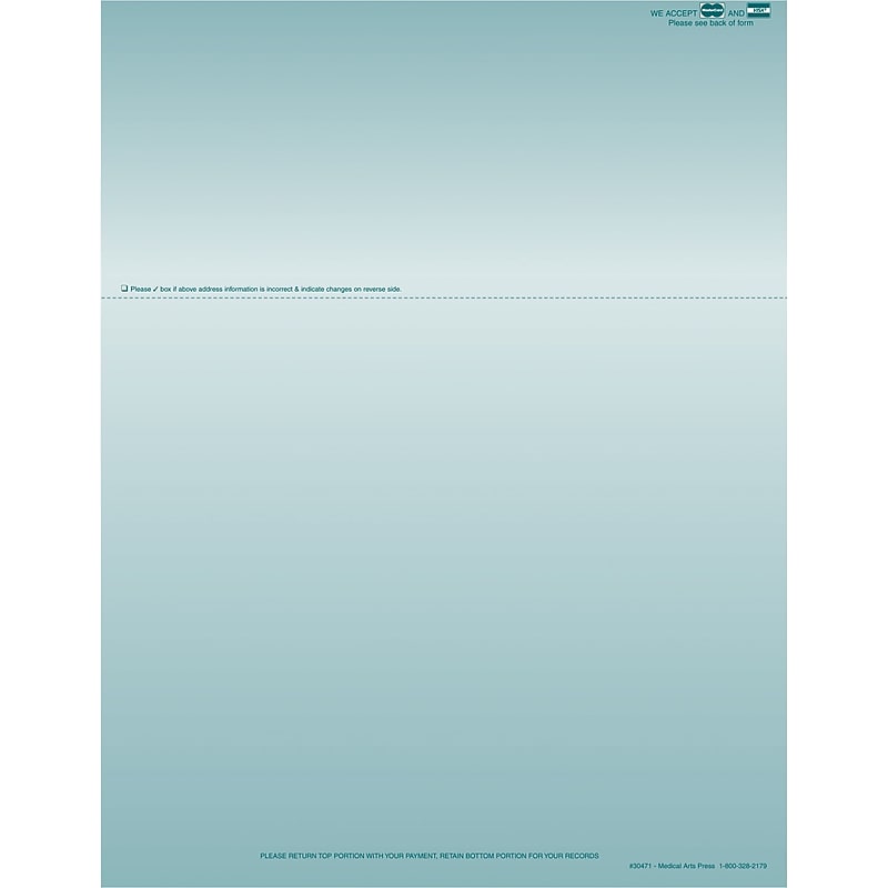 Solid Color Laser Statements, Style A, with Credit Card Information, Teal image 1
